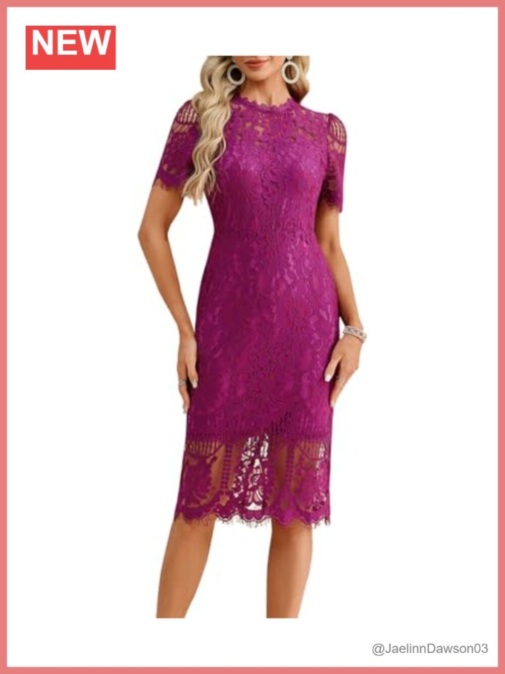 Elegant Lace Cocktail Dress Short Sleeve Knee Length Bodycon Party Wedding Guest